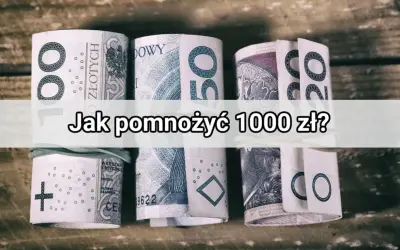 Zrolowane banknoty 100 zł i 50 zł, sugerujące akcję pomnażania pieniędzy.