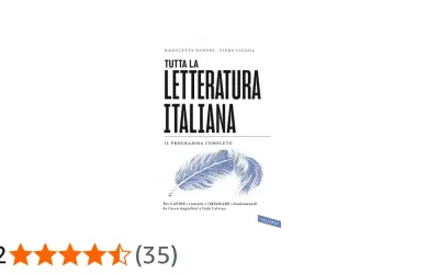 Copertina del libro "Tutta la letteratura italiana", con un'illustrazione di una piuma. Un viaggio attraverso i poeti italiani, da Cecco Angiolieri a Italo Calvino.