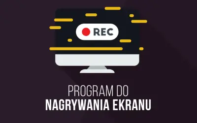 Ikona komputera z napisem "REC" symbolizuje program do nagrywania ekranu, idealny do tworzenia tutoriali i prezentacji.