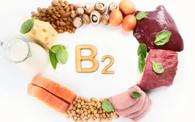 Witamina B2 na co? Produkty bogate w ryboflawinę: łosoś, mięso, wątróbka, jajka, nabiał, ser, migdały, grzyby, ciecierzyca, szpinak.