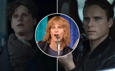 Adam Pålsson i olika roller, från dramatisk till rockstjärna. En collage som visar bredden i hans filmer och tv-program.