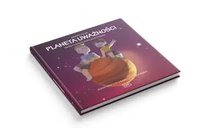 Książka "Planeta Uważności" z ilustracją dzieci na planecie, która symbolizuje gnozę i wiedzę o emocjach.