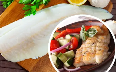 Sezon na ryby bałtyckie: świeży filet z dorsza i grillowana ryba z sałatką z pomidorów i ogórków.