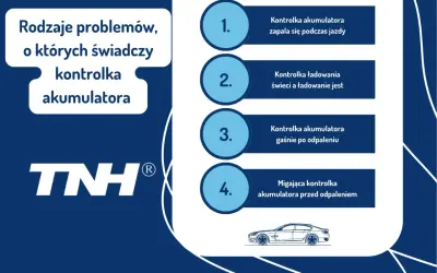 Rodzaje problemów, o których świadczy kontrolka akumulatora: zapala się podczas jazdy, świeci, gaśnie po odpaleniu, miga przed odpaleniem.