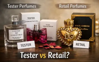 Tester perfum od oryginału różni się opakowaniem. Na zdjęciu tester Lancôme La Vie Est Belle i perfumy Dolce & Gabbana Devotion.
