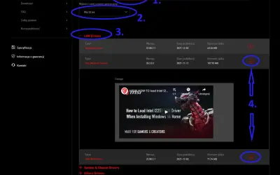 Jak zaktualizować sterowniki karty sieciowej Windows 10: wybierz "Sterownik", system "Win10 64", a następnie "LAN Drivers" i pobierz plik.