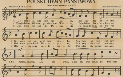 Polski Hymn Państwowy, słowa Józefa Wybickiego. Autor melodii nieznany. Kto napisał hymn? Józef Wybicki.