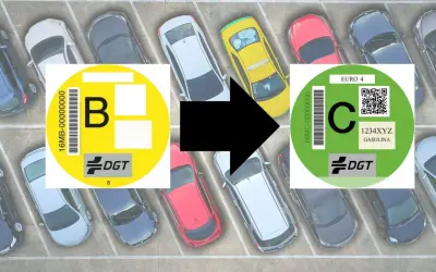 Comparación de etiquetas ambientales DGT: de la etiqueta B a la etiqueta C.