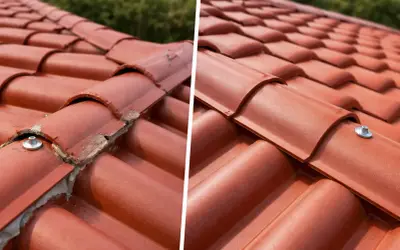 Comparativa de tejado: antes y después de cómo instalar panel sándwich teja.