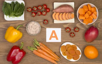 Warzywa i owoce bogate w witaminę A: marchew, bataty, szpinak, papryka, mango, morele, pomidory, pomarańcza.