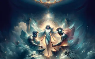 Een godin in het midden, omringd door goden. Wie is Aphrodite? De godin van liefde en schoonheid, omringd door goddelijke krachten.