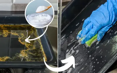 Jak wyczyścić blachę z piekarnika? Zobacz, jak soda oczyszczona i gąbka radzą sobie z uporczywym brudem.