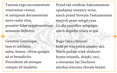 Tekst pieśni na wystawienie Najświętszego Sakramentu. "Tantum ergo sacramentum" i polskie tłumaczenie.