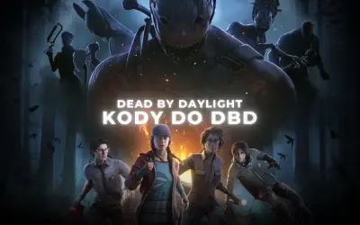 Cztery postacie z gry Dead by Daylight uciekają przed potworami. Na ekranie widnieje napis "KODY DO DBD".
