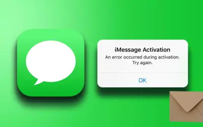 L'icône Messages et une fenêtre d'erreur indiquent que iMessage ne fonctionne pas. Une erreur s'est produite lors de l'activation.
