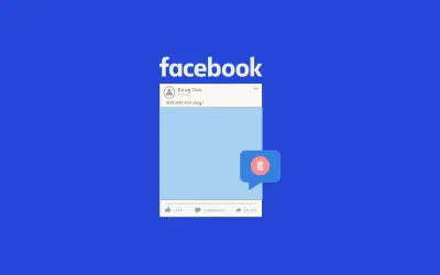 Ikona kosza na śmieci w dymku sugeruje, jak przywrócić komentarze na Facebooku po ich usunięciu.