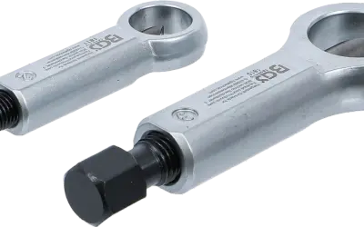 Dos rompetuercas de metal plateado, herramientas para romper tuercas oxidadas o difíciles de quitar.