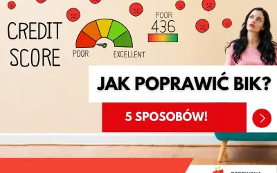 Zastanawiasz się, jak sprawdzić zdolność kredytową w BIK? Grafika pokazuje niski wynik 436 i smutne buźki, sugerując potrzebę poprawy.