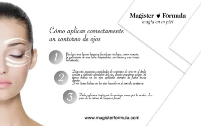 Mujer aplicando contorno de ojos con toques suaves. Guía paso a paso para el cuidado de la piel.