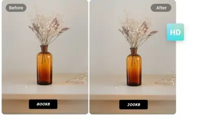 Porównanie zdjęć: przed (800KB) i po (200KB). Dowiedz się, jak zmniejszyć rozmiar zdjęcia iPhone, zachowując jakość HD.