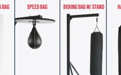 Vier Arten von Boxsäcken im Test: freistehend, Speed Bag, mit Ständer und hängend.