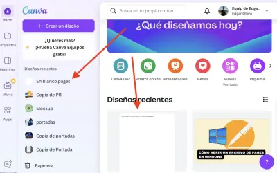 Diseño reciente en Canva: "Cómo abrir un archivo de Pages en Windows".