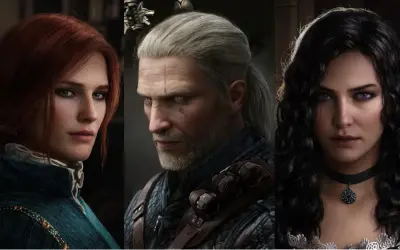 Triss i Yen, dwie potężne czarodziejki, obok wiedźmina.