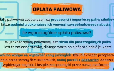 Opłata paliwowa wpływa na ceny przesyłek. Z AlleKurier oszczędzasz nawet 70%, nadając paczki szybko i bezpiecznie.