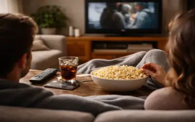 Para ogląda filmy na faktach, zajadając się popcornem i popijając colę.