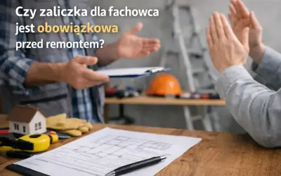 Przedpłata na materiały to klucz do sprawnego remontu. Na stole plany, miarka i kask budowlany.