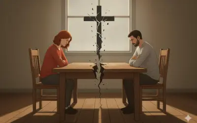 Rozdarty krzyż symbolizuje trudności w relacji. Czy osoba rozwiedziona w nowym związku może uczestniczyć w życiu parafii?