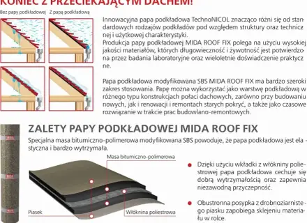 Papa podkładowa modyfikowana SBS MIDA ROOF FIX to elastyczne i wytrzymałe rozwiązanie dachowe.
