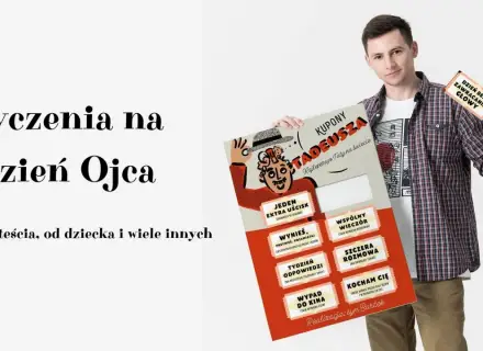 Zestaw kuponów z życzeniami dla taty na urodziny: "Dzień bez zawracania głowy", "Wspólny wieczór" i inne.
