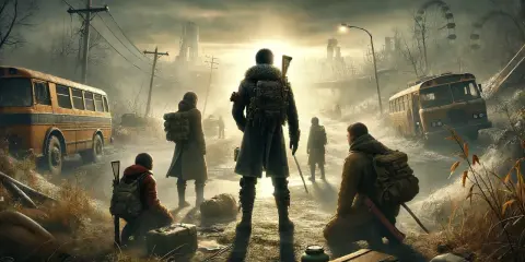 Grupa ocalałych w postapokaliptycznym świecie, przygotowująca się do dalszej podróży. To może być scena z gry Metro Exodus, poradnik do której jest bardzo pomocny.