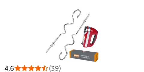 Batteur électrique rouge avec crochets pour pétrir la pâte. Ces crochets sont essentiels pour mélanger et aérer vos préparations.