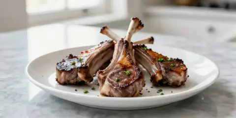 Côtelettes d'agneau grillées, savoureuses et juteuses, prêtes à être dégustées. Une marinade parfaite pour une côte d'agneau inoubliable.
