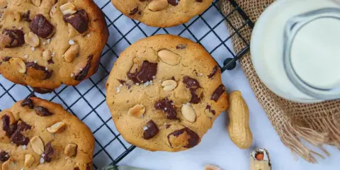 Délicieux cookies au beurre de cacahuète et pépites de chocolat, parfaits pour une recette healthy.
