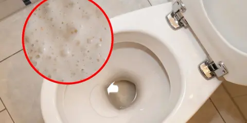 Piana w toalecie, która może świadczyć o działaniu drożdży do szamba.