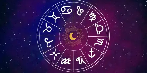 Zodiakalny krąg z symbolami, w tym Bykiem. Sprawdź swój horoskop byk zdrowie i odkryj kosmiczne wskazówki.