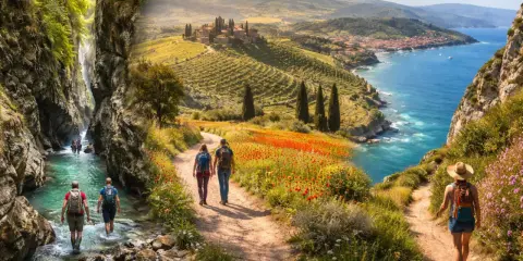 Un'avventura di trekking sul mare toscana, tra canyon, campi di papaveri e borghi collinari.