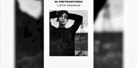 Copertina del libro "L'età fragile" di Donatella Di Pietrantonio. Una giovane donna con le mani tra i capelli guarda intensamente.
