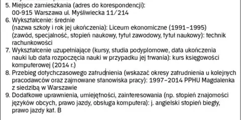 Kwestionariusz osobowy kandydata: Wymagane i zakazane dane