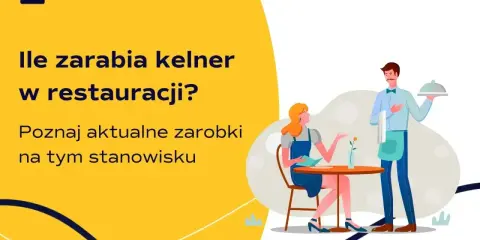 Kelner serwuje danie klientce. Dowiedz się, ile zarabia kelner za godzinę w restauracji.