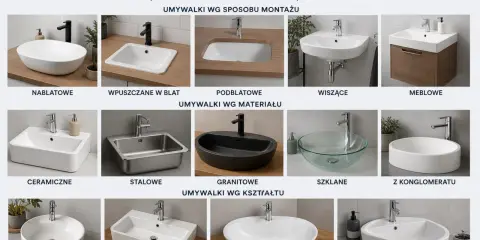 Umywalka nablatowa aranżacje: biała owalna na drewnianym blacie, obok wpuszczana, podblatowa, wisząca, meblowa, ceramiczna, stalowa, granitowa, szklana, z konglomeratu, okrągła, prostokątna, owalna, asymetryczna.