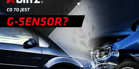 Xblitz pyta: g sensor co to? Obraz przedstawia dwa samochody, jeden czarny, drugi rozbity niebieski.