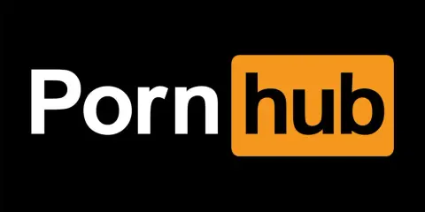 Logo z napisem "Porn hub" na czarnym tle. Pomarańczowy prostokąt z zaokrąglonymi rogami zawiera napis "hub".