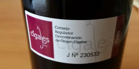 Etiqueta de vino tinto de la Denominación de Origen Cigales, prometiendo los mejores vinos de Cigales.