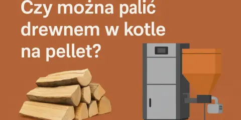 Stos drewna obok kotła na pellet. Czy w piecu na pellet można palić drewnem?