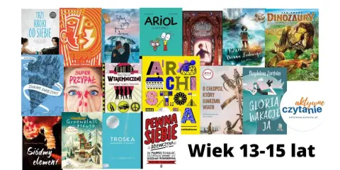 Książki polskich autorów dla młodzieży: "Tajemniczeni", "Ariol", "Dinozaury", "Siostra", "Gloria wakacje ja" i inne.