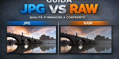 Confronto JPG vs RAW: il miglior formato foto per dettagli e colori vividi. Immagine di un ponte con castello al tramonto.